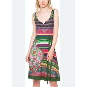 Desigual Womens Sleeveless Multicolor Striped Dress Sz Large *no belt*